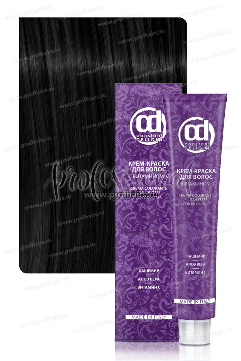 Constant Delight Крем-краска для волос с витамином С 1/0 Черный натуральный 100 мл.