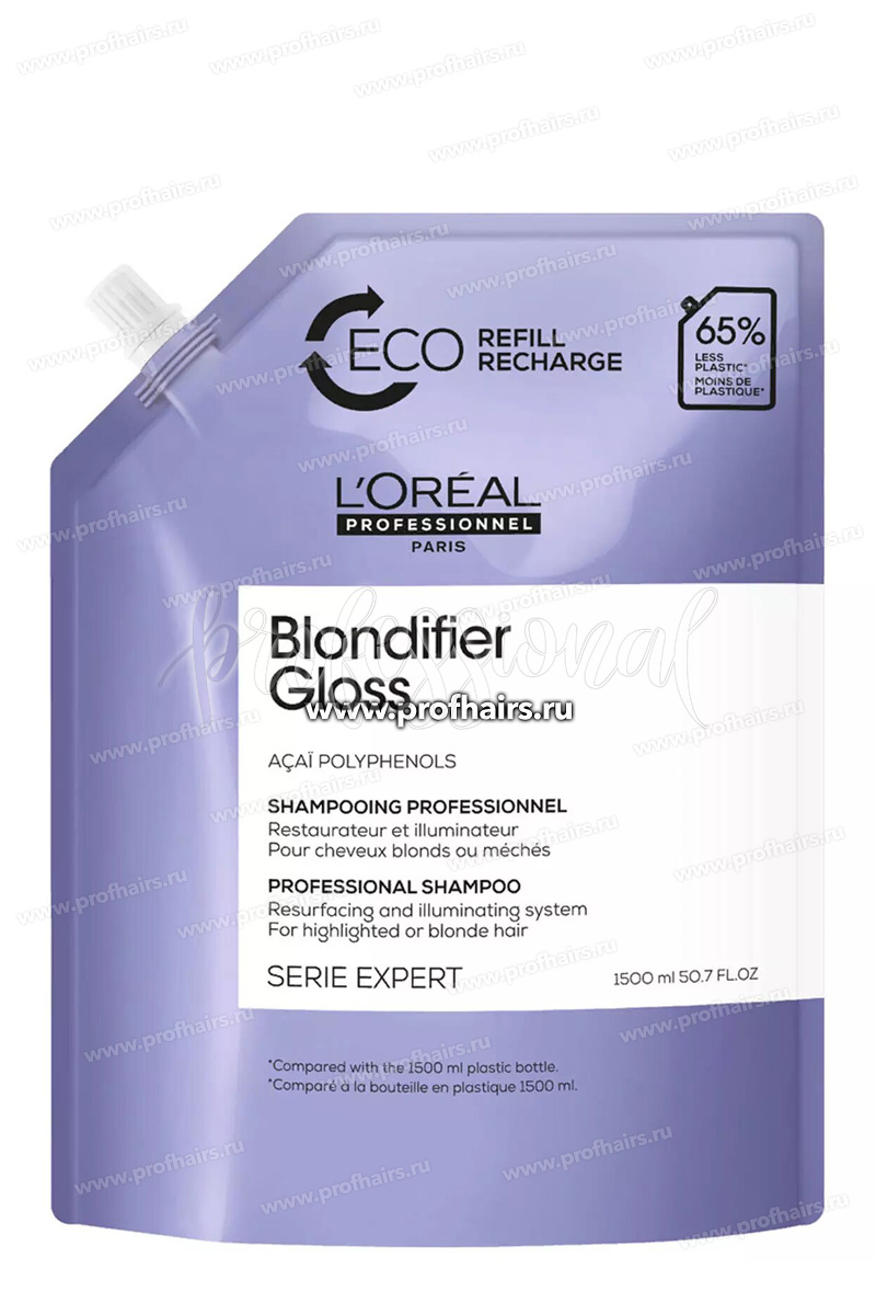 L'Oreal Refill Blondifier Gloss Shampoo Шампунь-сияние для осветленных и мелированных волос 1500 мл.