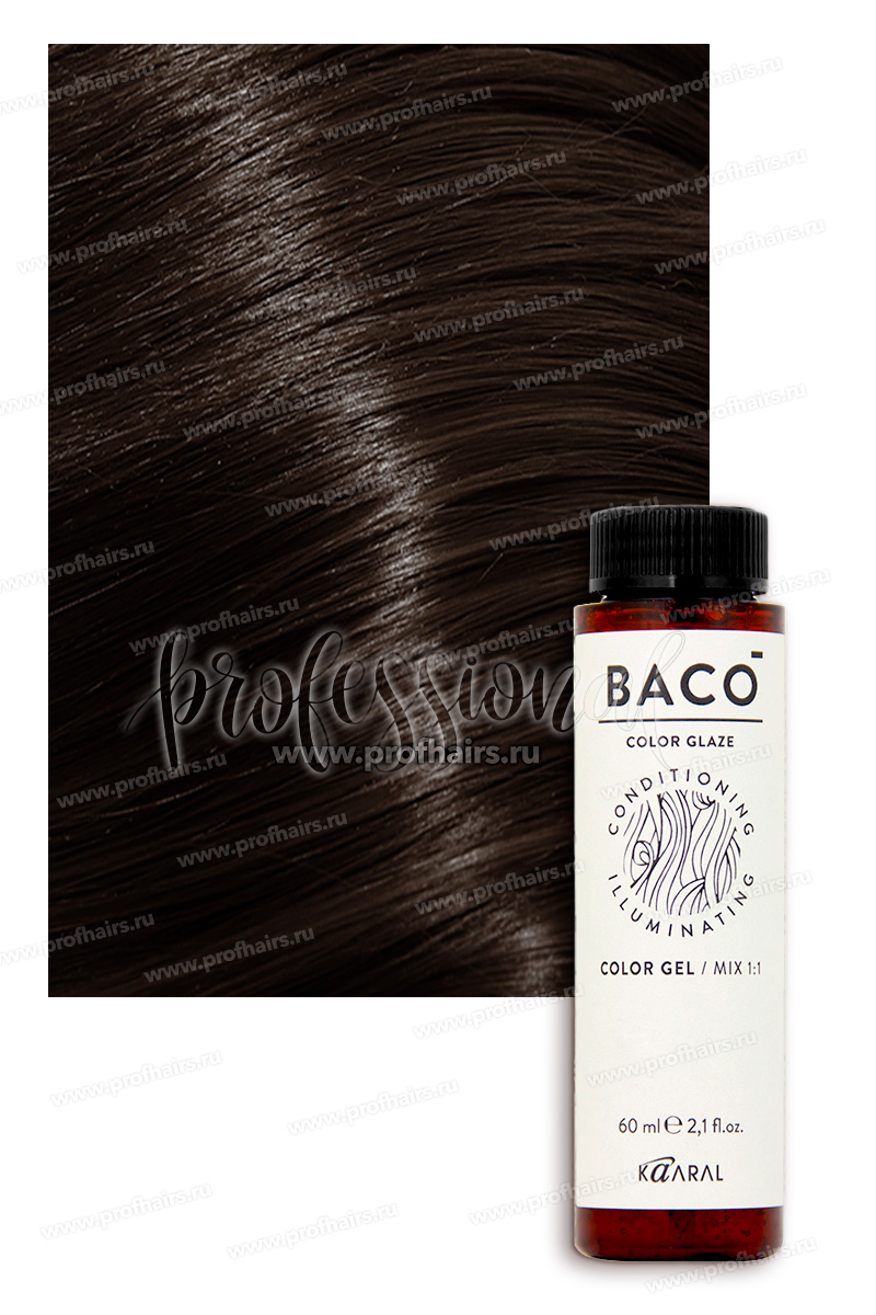 Kaaral Baco ColorGlaze Полуперманентный краситель с кислотным pH 4.0 Средний коричневый 60 мл.