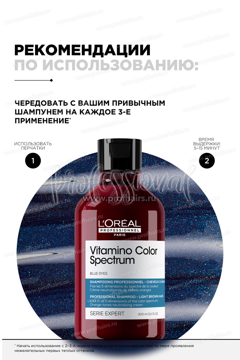 L'Oréal Vitamino Color Spectrum Нейтрализующий шампунь с синим пигментом 300 мл.