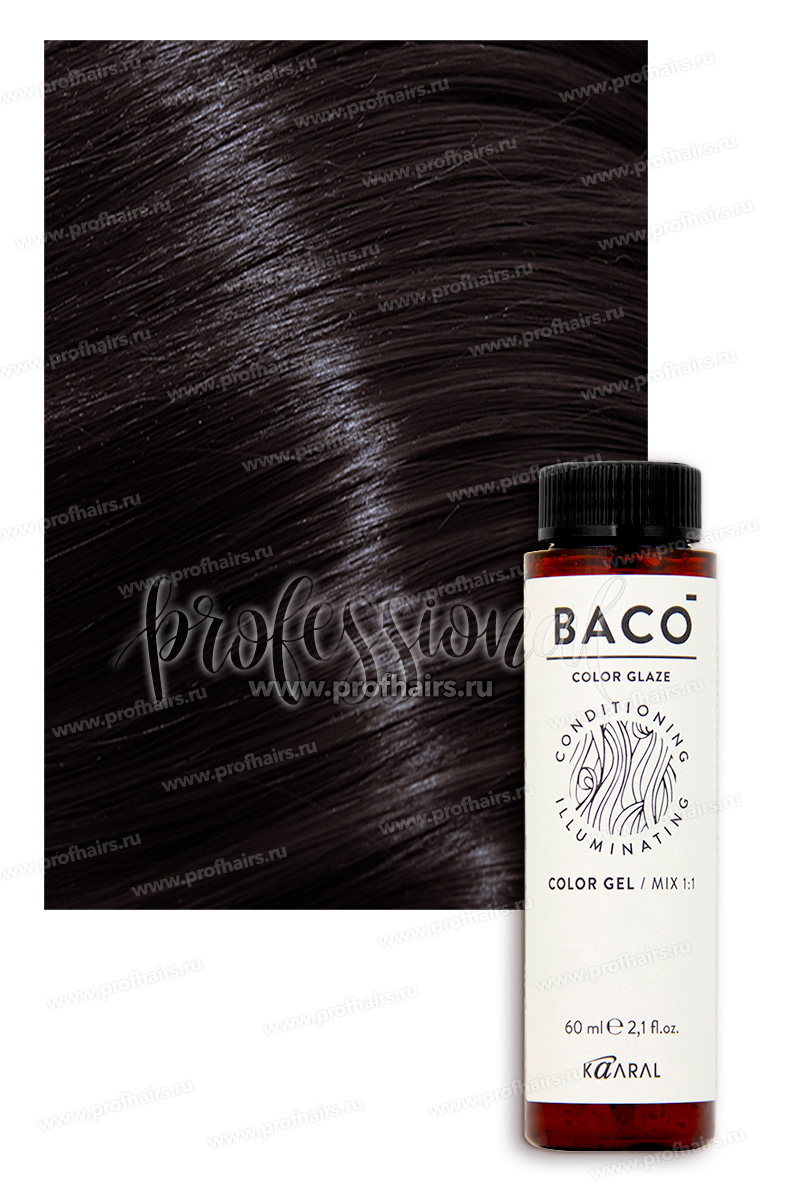 Kaaral Baco ColorGlaze Полуперманентный краситель с кислотным pH 4.11 Средний коричневый интенсивно-пепельный 60 мл.
