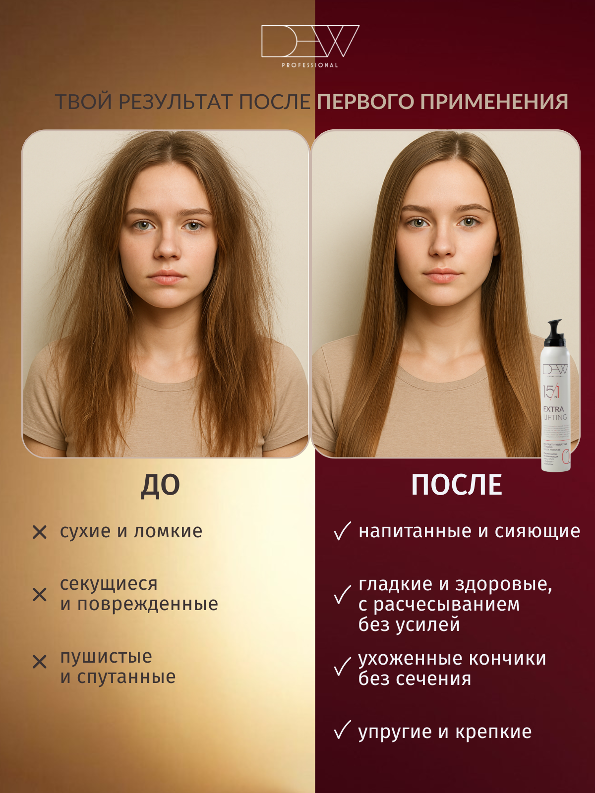 Dew Professional Подарочный набор: Поп гель мусс 200 мл.+15 в 1 Несмываемая увлажняющая маска мусс 200 мл