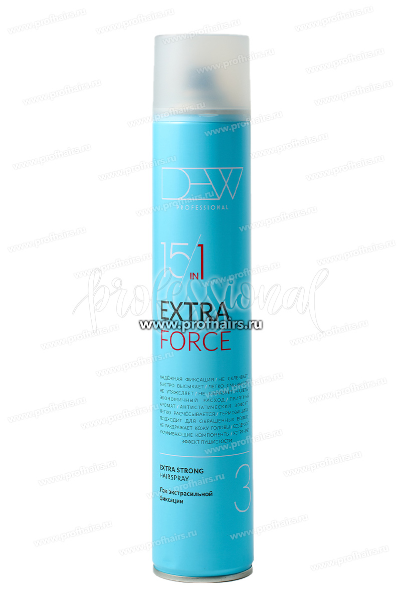Dew Professional Extra Force 15 в 1 Лак для волос экстрасильной фиксации 500 мл.