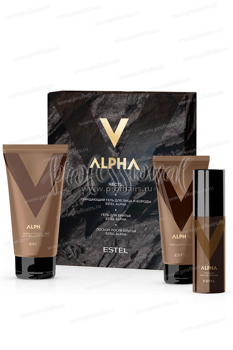 Estel Alpha Набор "ЧЕСТЬ" Очищающий гель для лица и бороды 150 мл.+ Гель для бритья 100 мл.+Лосьон полсе бритья 100 мл.